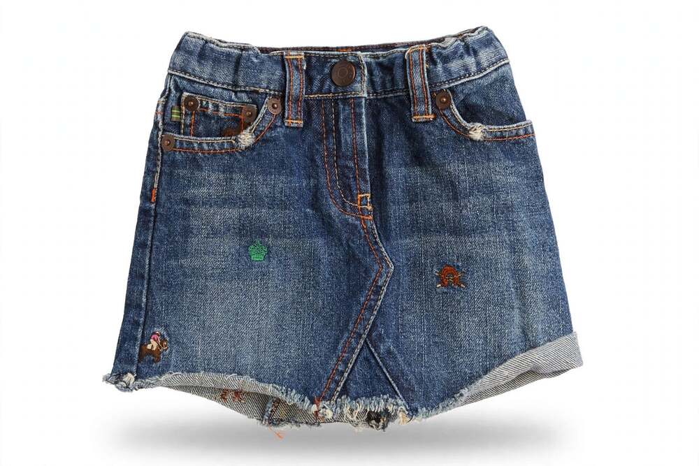 Crewcuts Girls Denim Skirt Size 2 Critter Embroidery Equestrian